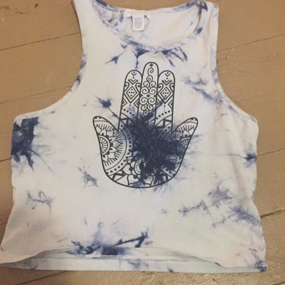 Cute Tie-Dye Mandela Hand Crop Top